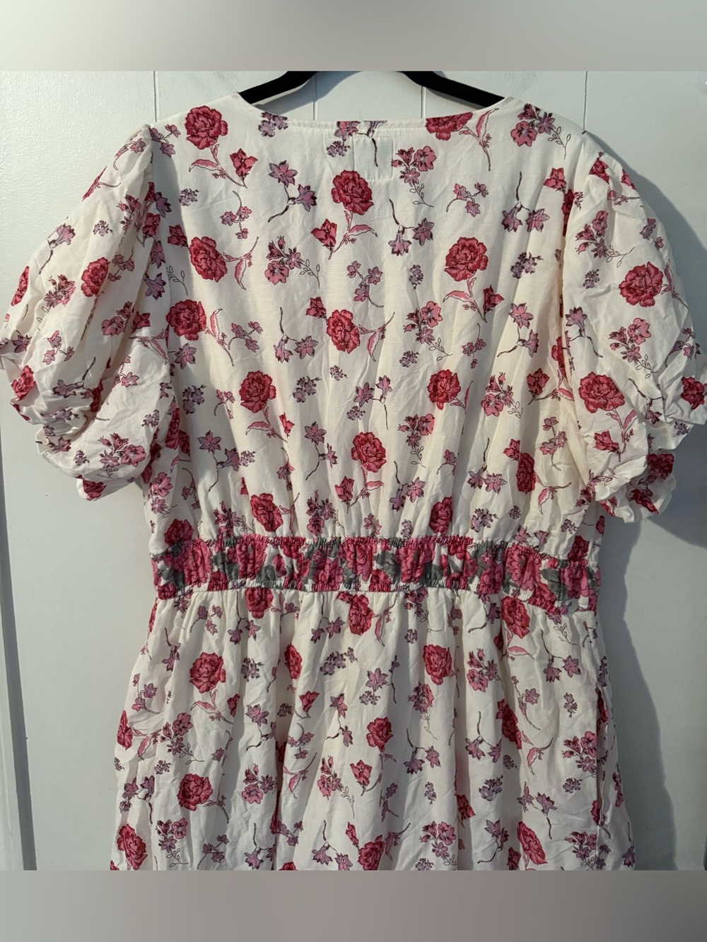 LEA Floral V-Neck Maxi Dress Cream Rose Boho Cottagecore 2X Flowy Cotton - Picture 7 of 10